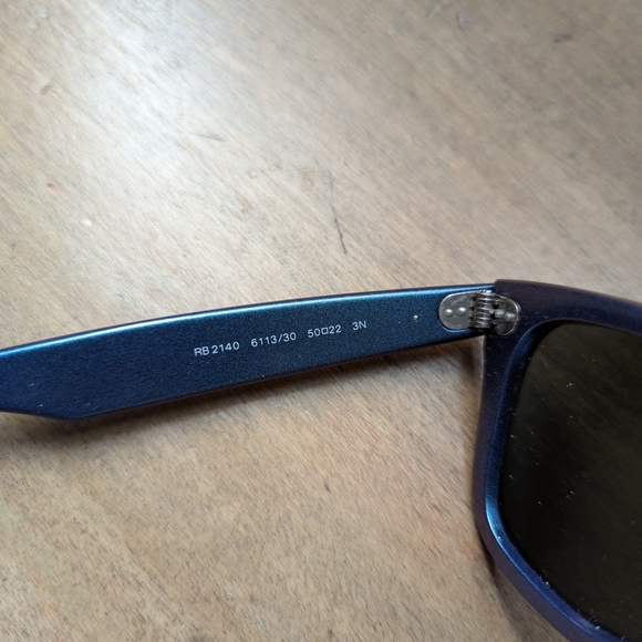 Ray-Ban Metallic Blue Sunglasses with Tan Case - Picture 3 of 7